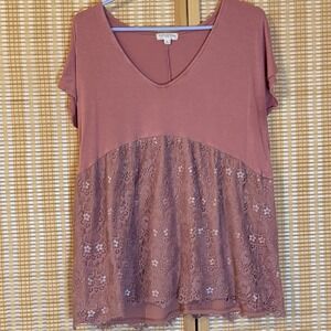 Full Circle Trends Womens L Top Mauve Lace Babydoll Western Fairycore Bohemian